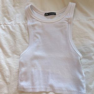 Zara White Cropped Tank Top